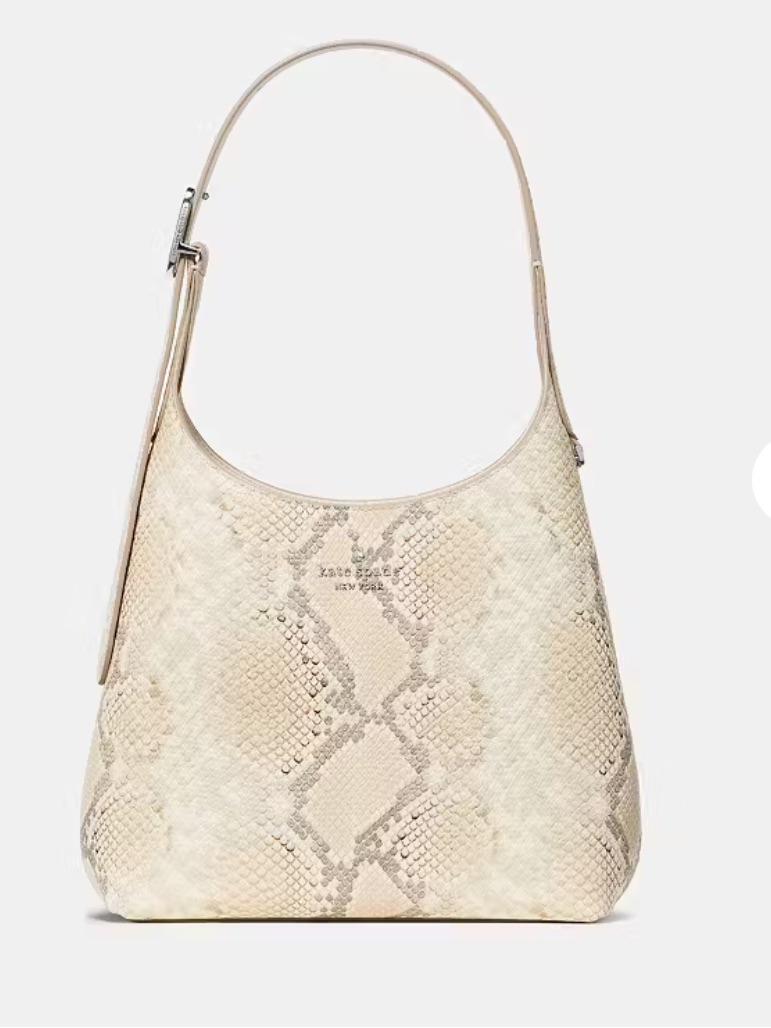 Kate Spade Snake-Embossed Small Shoulder Bag In Cream And Taupe